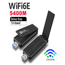 Wi-Fi адаптер Беспроводной Wi-Fi адаптер USB 3.0 Wi-Fi 6E (AX) 2.4G/5G/6Ghz 5400 Мбит/с AX5400M Wifi ресивер Kayfovo WA-5400