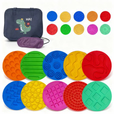 Сенсорный набор для аутистов тактильные массажные диски 20 штук монтессори развивающая сенсорная дорожка для стоп детские игрушки для сенсорного развития сумка и повязка на глаза в комплекте Сенсорный набор для аутистов тактильные массажные диски 20 штук монтессори развивающая сенсорная дорожка для стоп детские игрушки для сенсорного развития сумка и повязка на глаза в комплекте