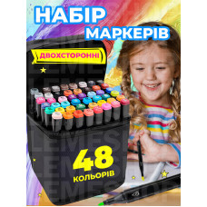 Набор маркеров 48 штук набор скетч маркеров для рисования двусторонние маркеры для художников разноцветные фломастеры  профессиональные Kayfovo MA-12 чехол сумка