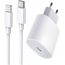 Комплект быстрой зарядки 20w для Apple iPhone / iPad, Сетевое зарядное устройство  (Type-C) 20ватт USB-C Power Adapter, Кабель зарядки USB-C to Lightning 1м A1630