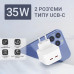 Быстрая зарядка Сетевое зарядное устройство Dual USB-C 35W Блок питания для айфон двойной Type-C Power Adapter Адаптер для зарядки Samsung/iPhone/iPad White мощные зарядные устройства Kayfovo B35