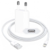 Зарядный комплект для Apple iPhone, Сетевое зарядное устройство 5W USB Power Adapter, Метровый кабель зарядки USB to Lightning (белый)