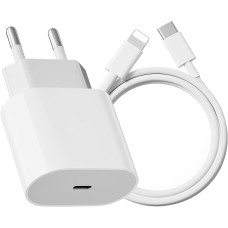 Сетевое зарядное устройство для iPad IPhone 14/13/12 20W USB-C + кабель type-c lightning 1М Комплект быстрой зарядки White