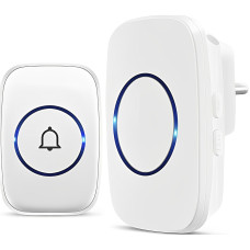 Беспроводной дверной звонок водонепроницаемый DoorBell светодиодная подсветка Комплект дверного звонка дальность действия до 300 м Белый Kayfovo DBW-300M