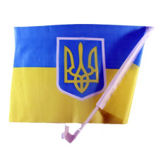 Автомобильный флаг Украины с держателем 30х20 см, Автофлаг с креплением на флагштоке на стекло машины Kayfovo K30-20