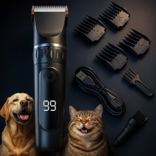 Машинка для стрижки животных Профессиональная бесшумная машинка для стрижки собак или кошек Беспроводной триммер для животных Машинка для груминга Kayfovo KLQ Black